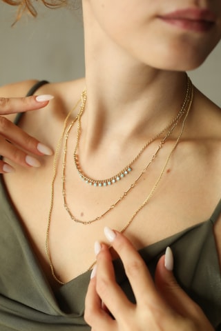 Collier - Plaqué or jaune et turquoises