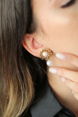 Boucles d’oreilles - Plaqué or jaune et perles de culture