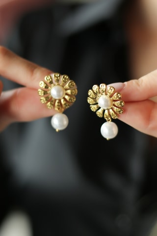 Boucles d’oreilles - Plaqué or jaune et perles de culture