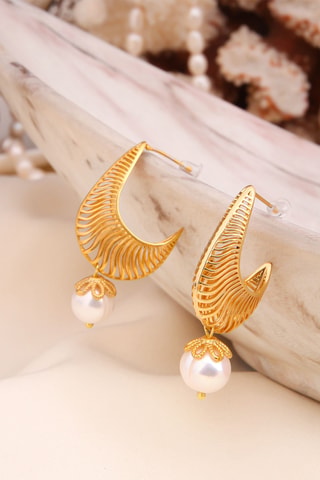 Boucles d'oreilles - Plaqué or jaune et perles de culture