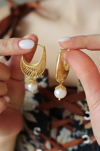 Boucles d'oreilles - Plaqué or jaune et perles de culture