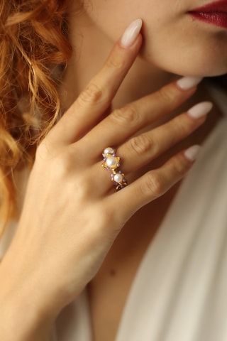 Bague - Perles de culture et zircons