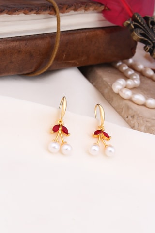 Boucles d’oreilles - Doré et blanc