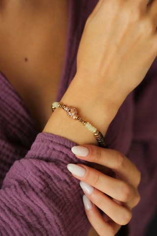 Bracelet - Plaqué or jaune, œils-de-tigre et zircons