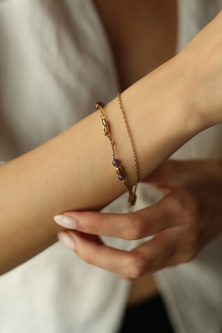 Bracelet - Plaqué or jaune et zircons