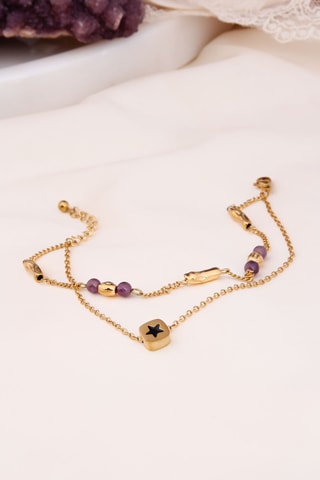 Bracelet - Plaqué or jaune et zircons