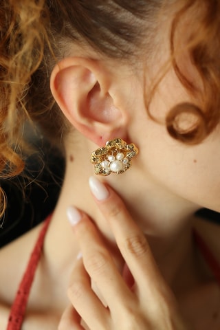 Puces - Plaqué or jaune et perles de culture