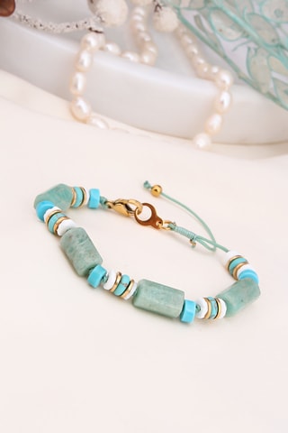 Bracelet - Plaqué or jaune et turquoises