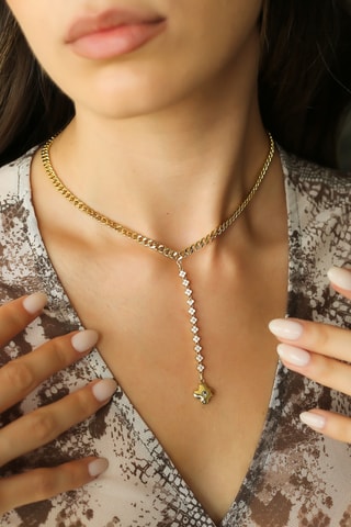 Collier - Plaqué or jaune et zircons