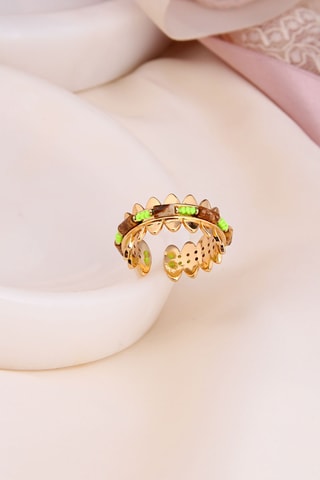 Bague - Plaqué or jaune et zircons