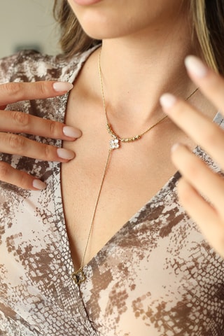 Collier - Plaqué or jaune et zircons