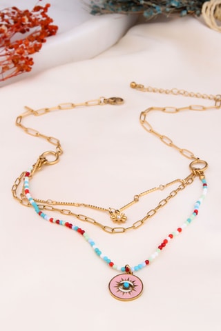 Collier - Plaqué or jaune et zircons