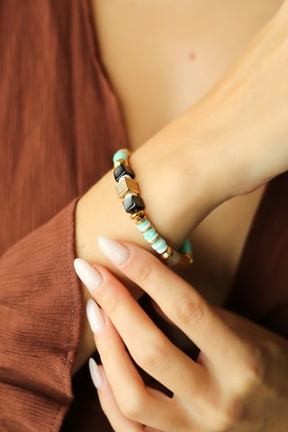 Bracelet - Plaqué or jaune et jaspes