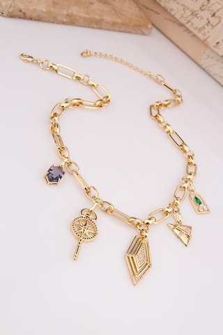 Collier - Plaqué or jaune et zircons
