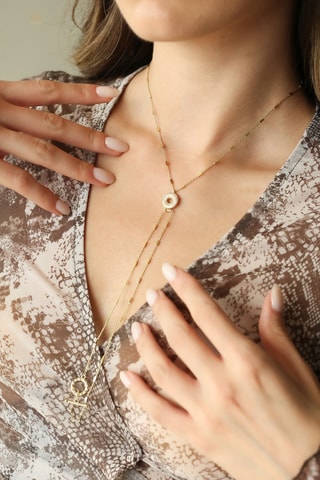 Collier - Plaqué or jaune et zircons