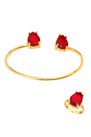Parure - Doré et rouge