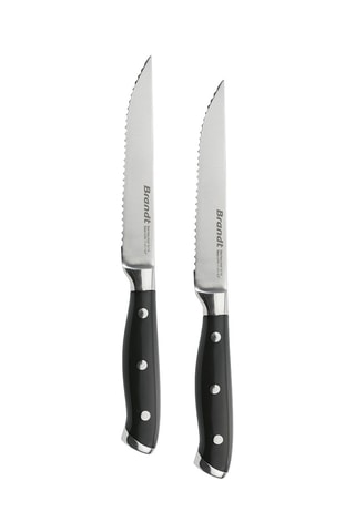 2 couteaux à steak rivetés en acier inoxydable - 12 cm
