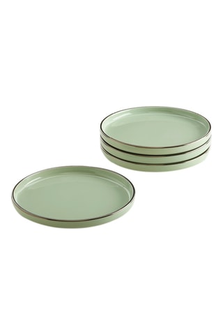 4 pratos para sobremesa de porcelana - 20,5 x 2,3 cm