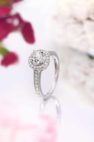 Bague Isis - Or blanc, diamants et topaze
