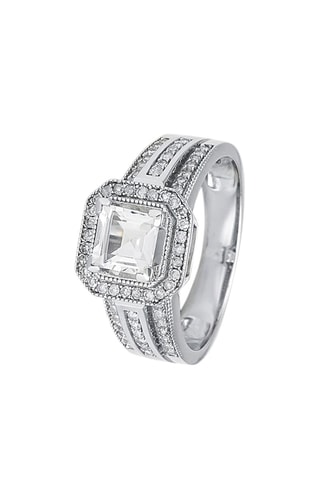 Bague Remban - Or blanc, diamants et topaze