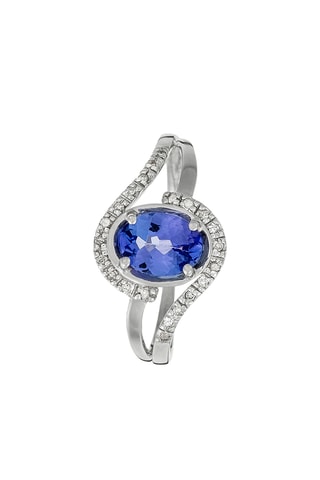 Bague - Or blanc, diamants et tanzanite