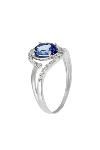 Bague - Or blanc, diamants et tanzanite