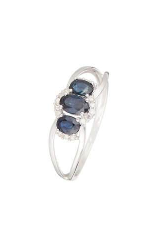 Bague Rizal - Or blanc, diamants et saphirs