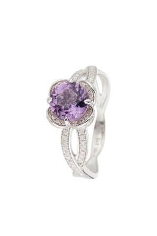 Bague Fleur de Moi - Or blanc, améthyste et diamants