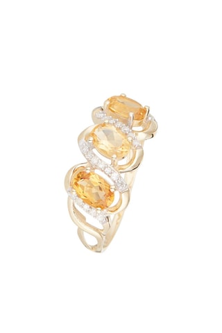 Bague Aklan -  Or jaune, diamants et citrines
