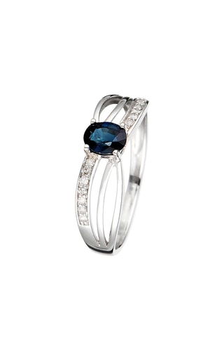 Bague René - Or blanc, diamants et saphir