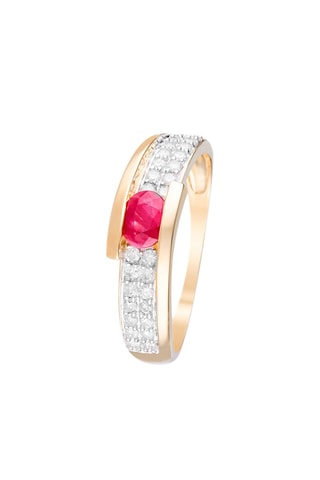 Bague Jaipur - Or jaune, diamants et rubis