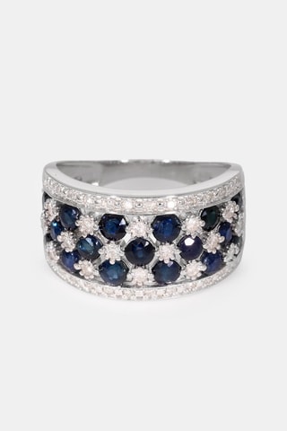 Bague Élodie - Or blanc, diamants et saphirs