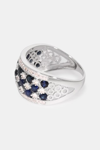 Bague Élodie - Or blanc, diamants et saphirs