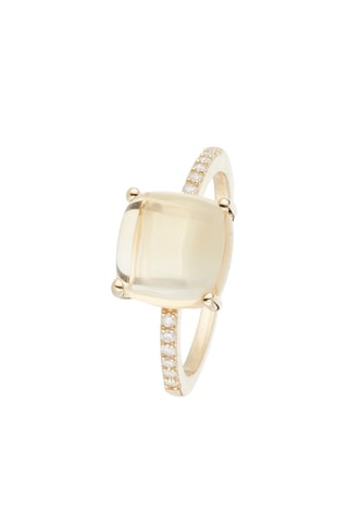 Bague Rose Dragée - Or jaune, diamants et citrine