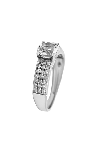 Bague Coraline - Or blanc, diamants et topaze