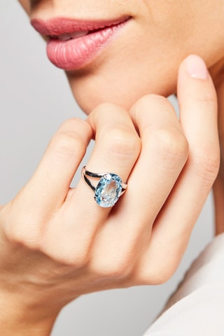 Bague Pattaya -  Or blanc, diamants et topaze