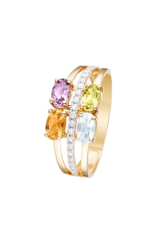 Bague Cayuga - Or jaune, diamants, péridot, topaze, améthyste et citrine