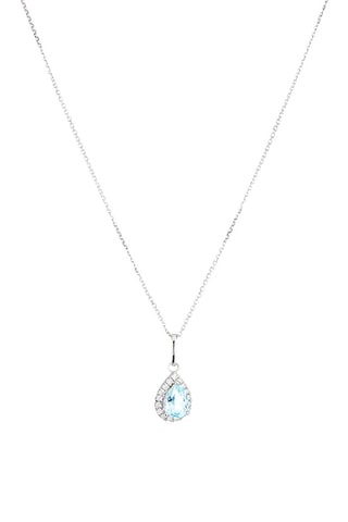 Pendentif Goutte Moi Or blanc, diamants et topaze