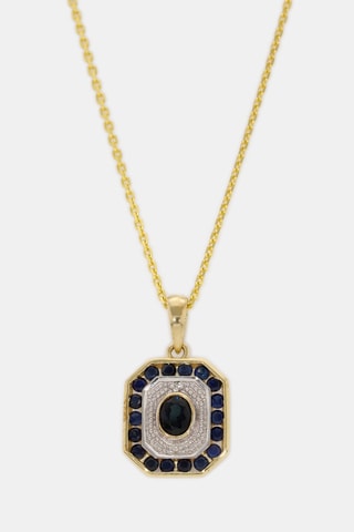 Pendentif Saphirs Filants - Or jaune, diamants et saphirs