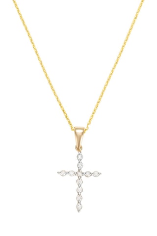 Pendentif Croix brillante - Or jaune et diamants