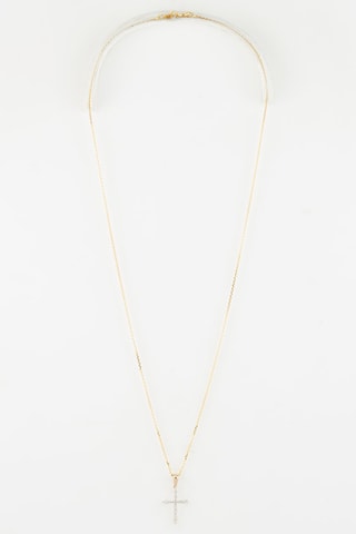 Pendentif Croix brillante - Or jaune et diamants