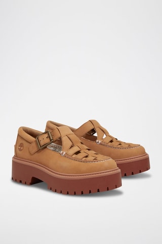 Derbys plateformes en cuir - Beige