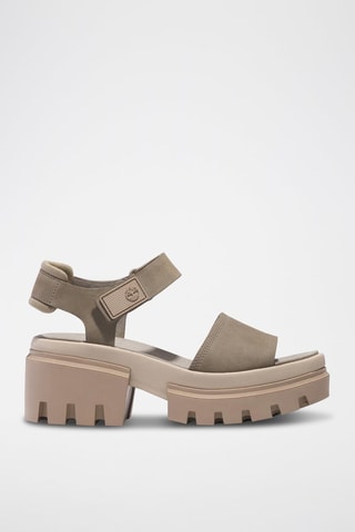 Sandales à talons en cuir - Taupe