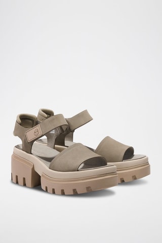 Sandales à talons en cuir - Taupe
