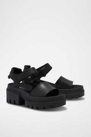 Sandales à talons en cuir - Noir