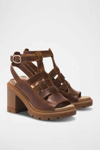 Sandales à talons en cuir - Marron