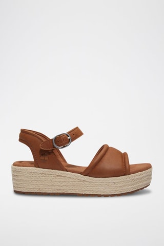 Sandales plateformes en cuir - Marron