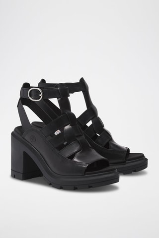 Sandales à talons en cuir - Noir