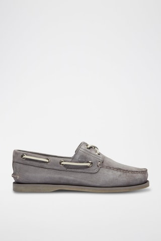 Chaussures bateau en cuir - Gris