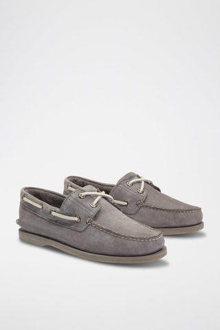 Chaussures bateau en cuir - Gris